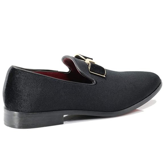 Men's Vintage Bow Tie Velvet Dress Loafers Slip On Fashion Shoes Classic Tuxedo - Picture 4 of 7